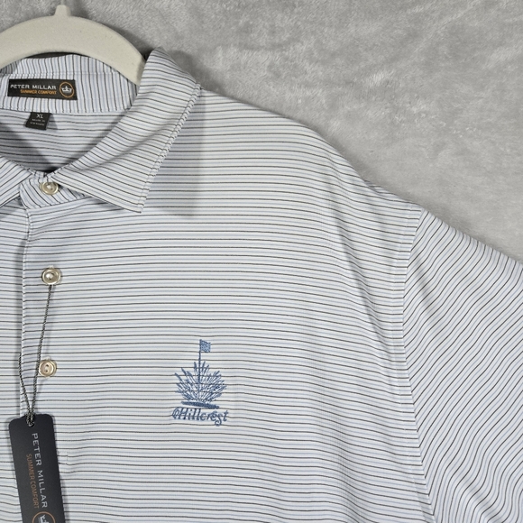 Peter Millar Men Polo Golf Summer Comfort Striped Extra Large Hillcrest Logo NWT - Picture 3 of 9